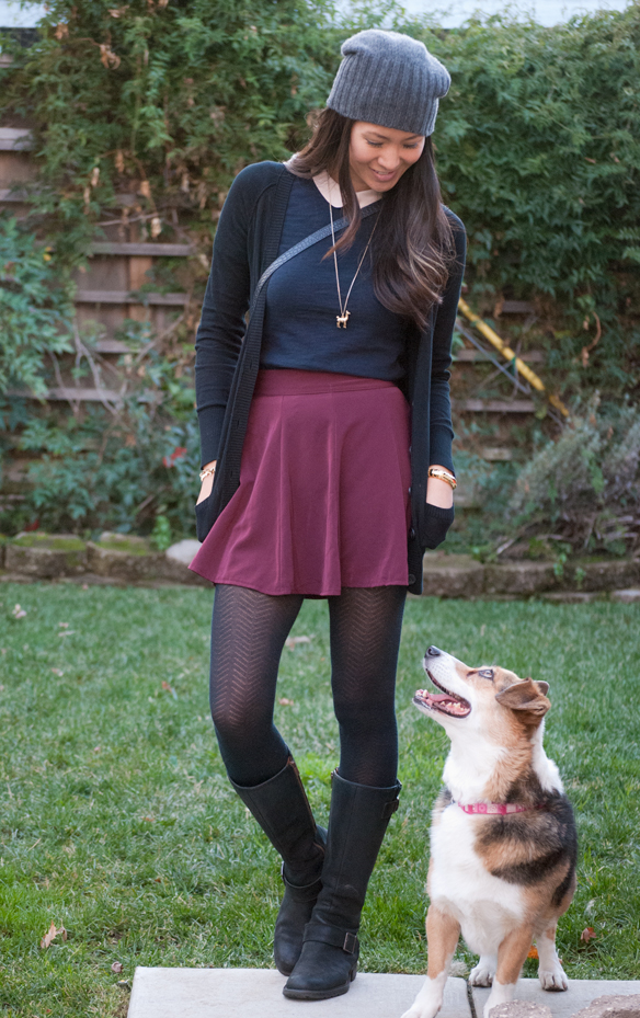 Peter Pan Collar top and Brandy Melville Skirt