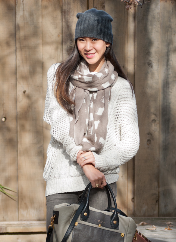 Brandy Melville Levi Crochet Sweater and Slouchy Beanie with Sophia Costas Sheep Scarf