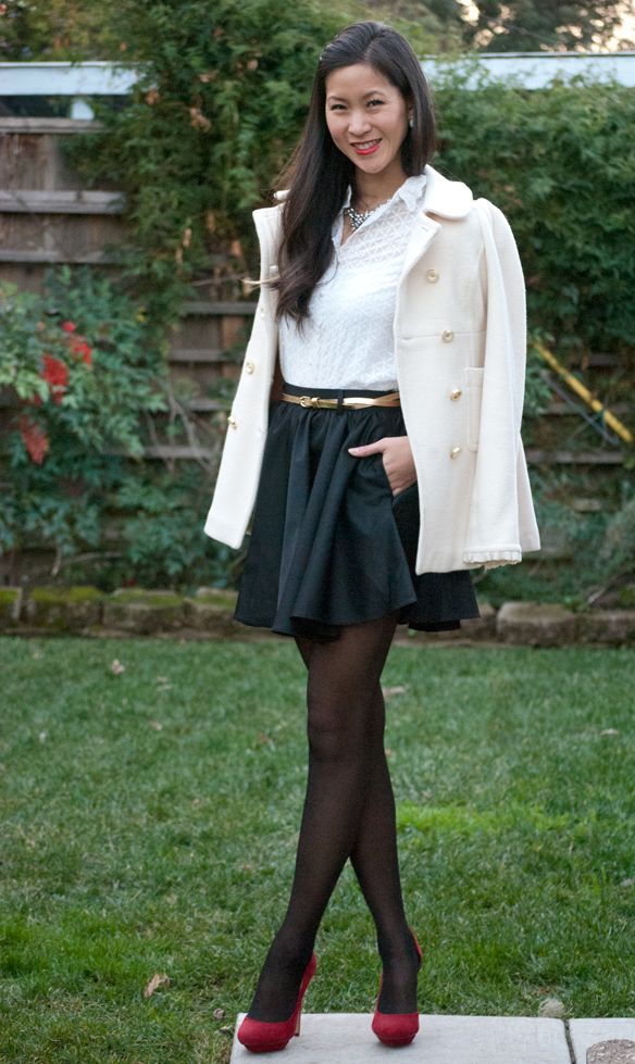 Top Shop Blouse and Skater Skirt - Holiday Party Outfit