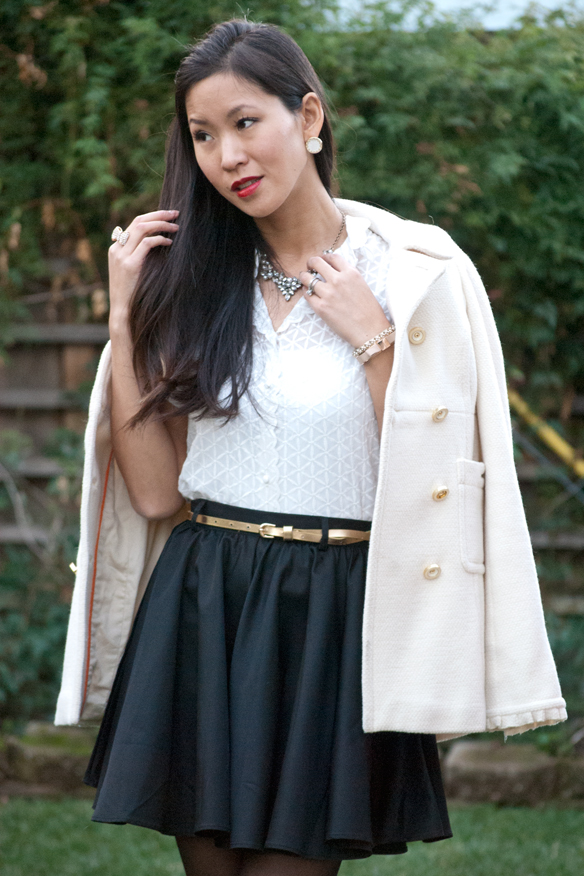 Top Shop Blouse and Skater Skirt - Holiday Party Outfit