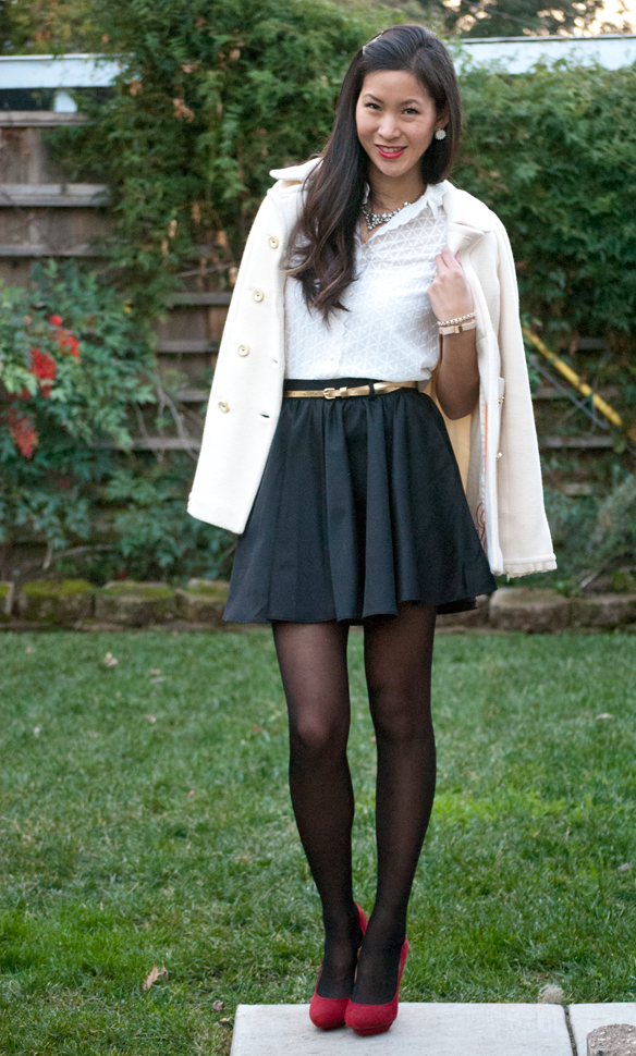 Top Shop Blouse and Skater Skirt - Holiday Party Outfit