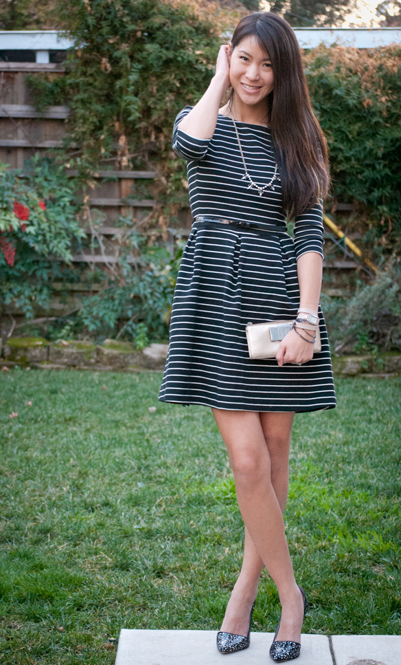 Banana Republic Fit Flare Striped Dress