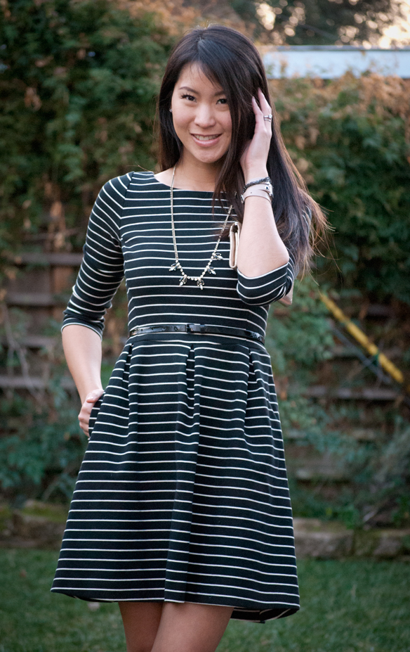 Banana Republic Fit Flare Striped Dress