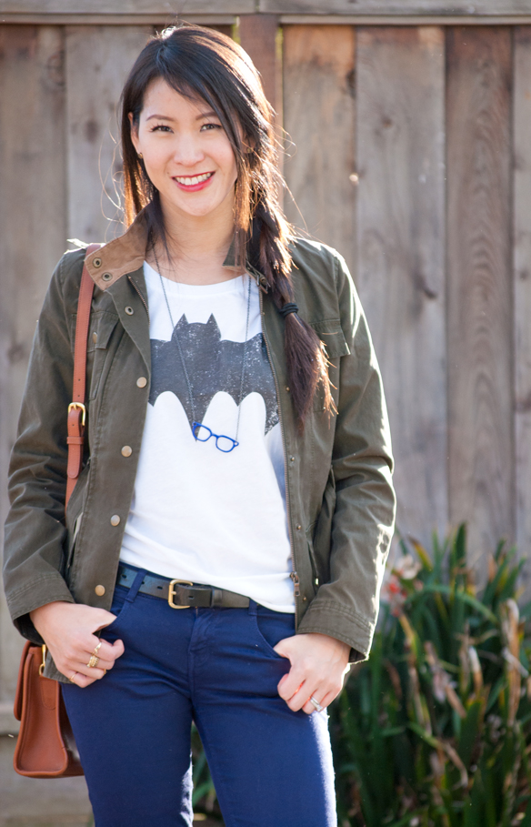 Batman Logo Shirt with Field Jacket - Casual Geek Outfit