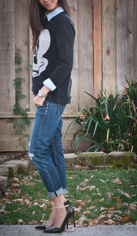 Chic Mickey Sweatshirt and Jeans Outfit