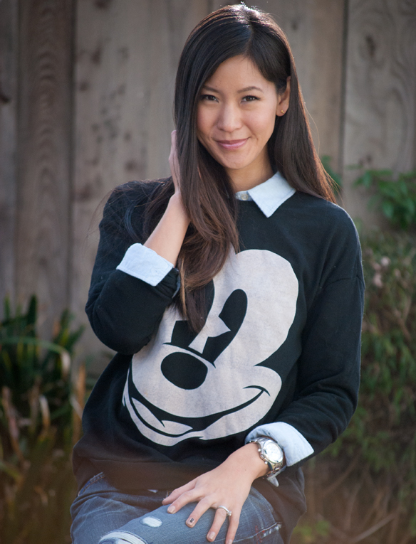 Chic Mickey Sweatshirt and Jeans Outfit