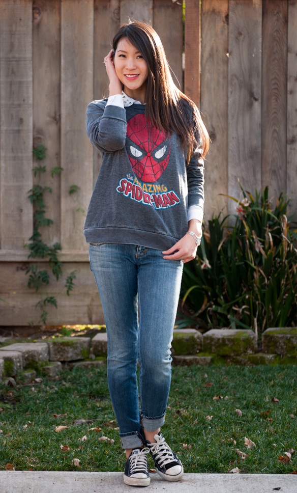 Marvel spiderman sweatshirt outfit