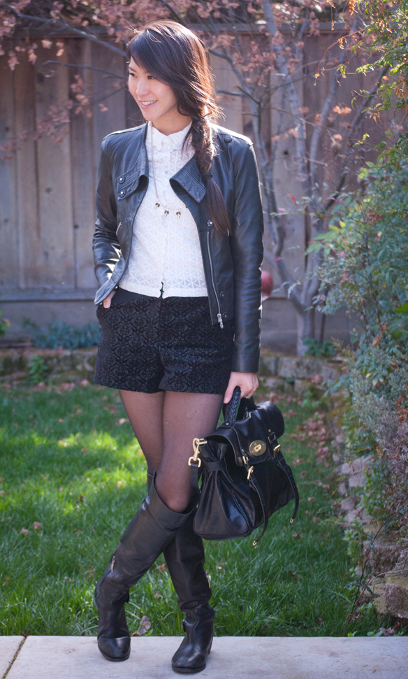 Topshop Scallop Top and Velvet print shorts