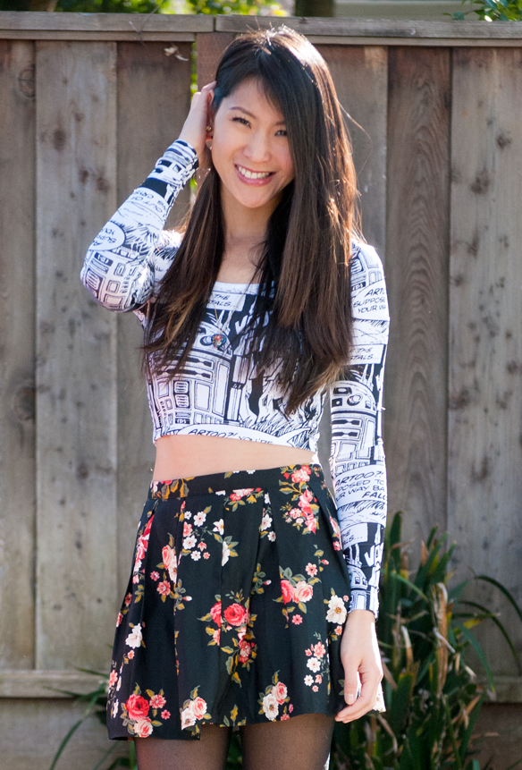 Star Wars Crop top and floral skirt outfit
