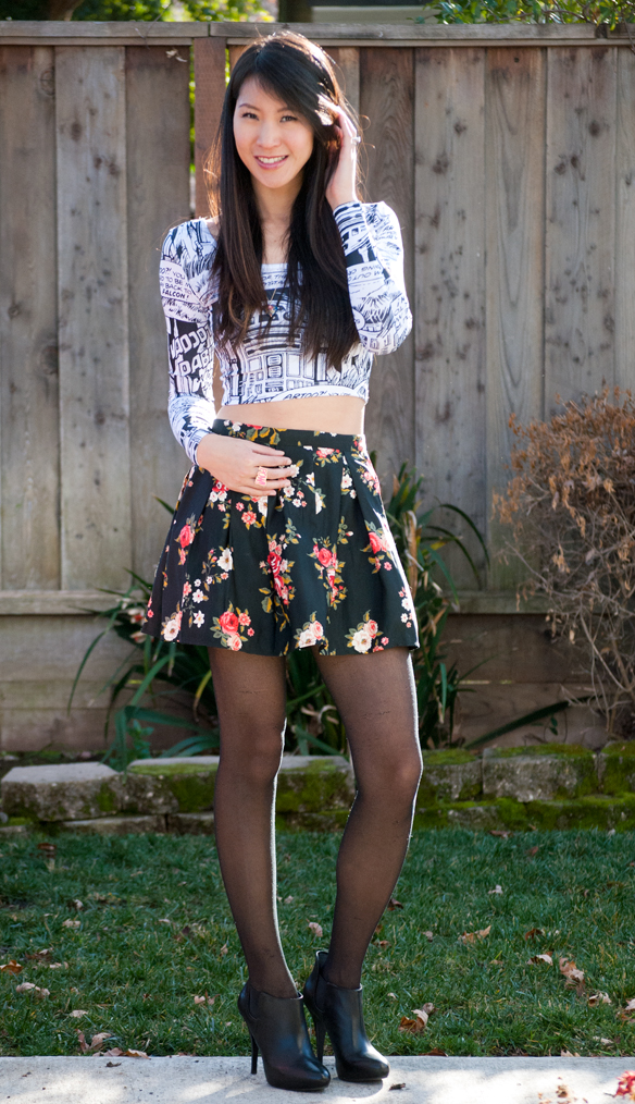 Star Wars Crop top and floral skirt outfit