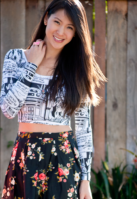 Star Wars Crop top and floral skirt outfit