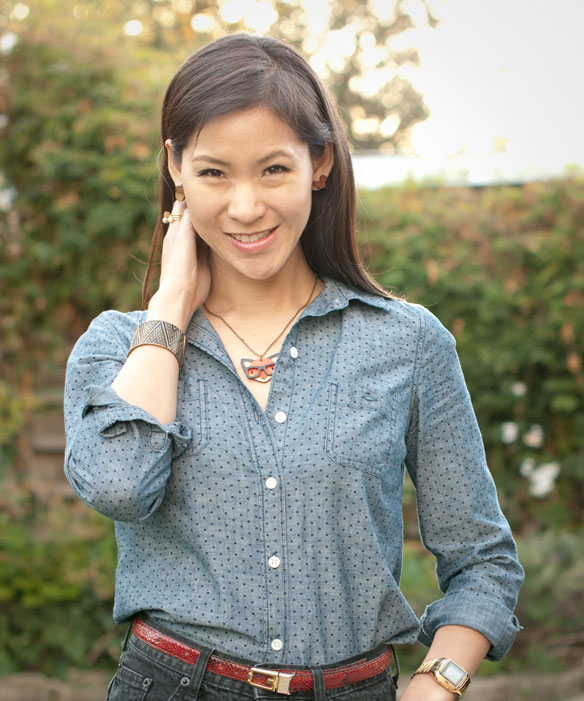 Dotted Chambray Shirt and High Waisted Shorts