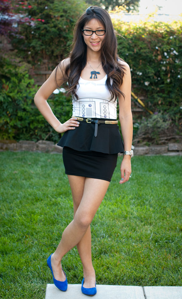 Stormtrooper tank top and mini skirt outfit