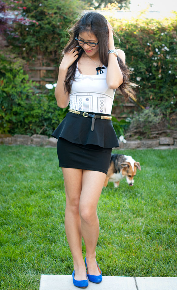 Stormtrooper tank top and mini skirt outfit