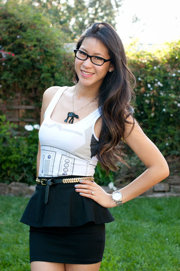 Stormtrooper tank top and mini skirt outfit