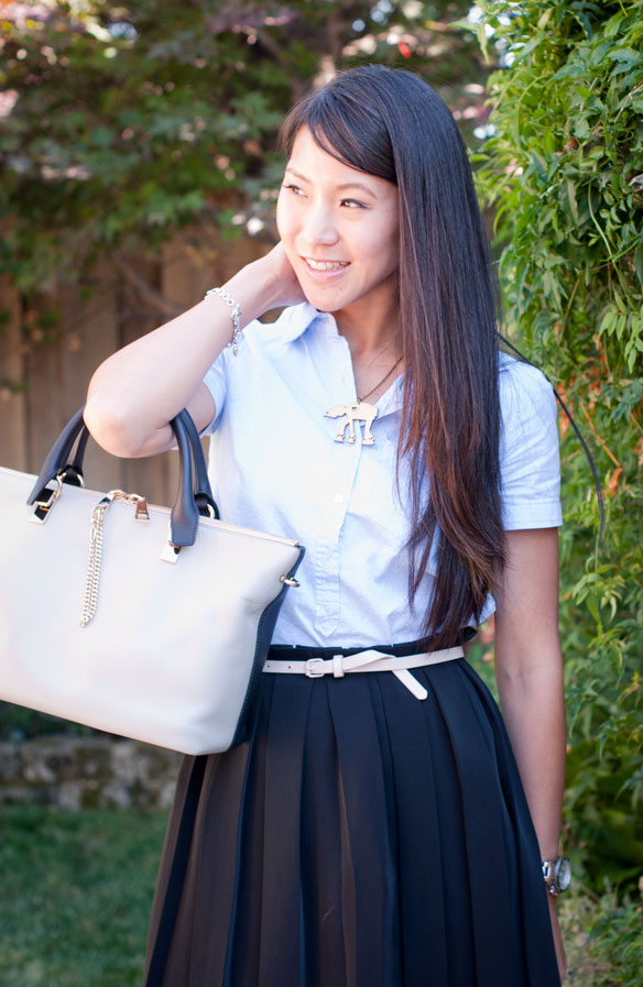 Dotted Collar Shirt and Chloe Baylee Small Tote