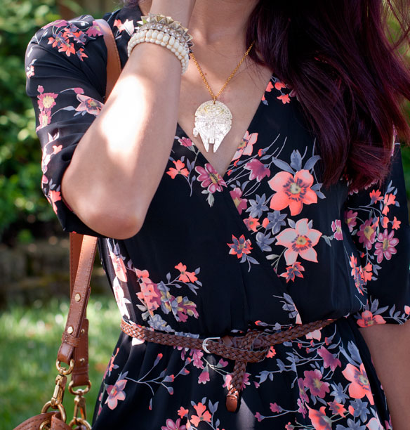 Lush Floral Tunic Dress and Unpossible Cuts Millennium Falcon Necklace