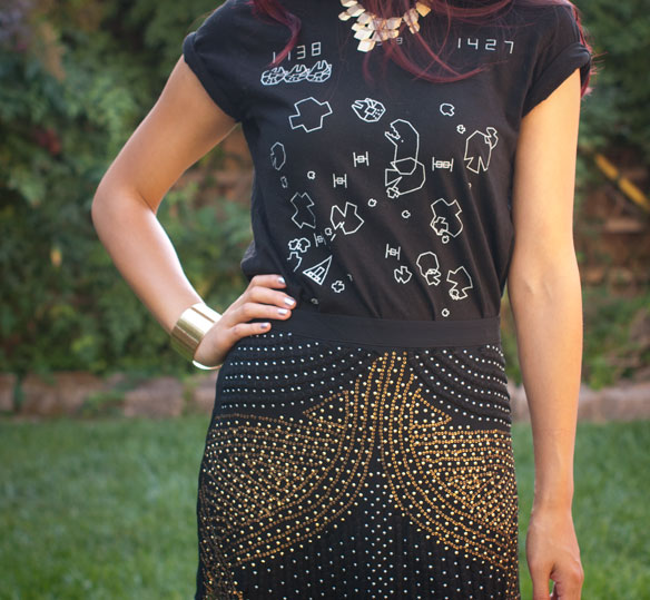 Super 7 Star Wars Arcade Shirt and Nasty Gal Beaded Skirt