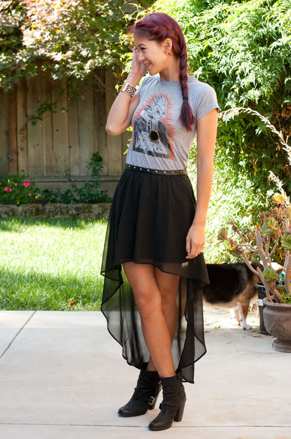Junk Food Vader tee with hi-low skirt