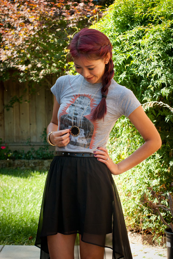 Junk Food Vader tee with hi-low skirt