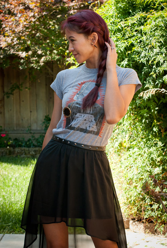 Junk Food Vader tee with hi-low skirt