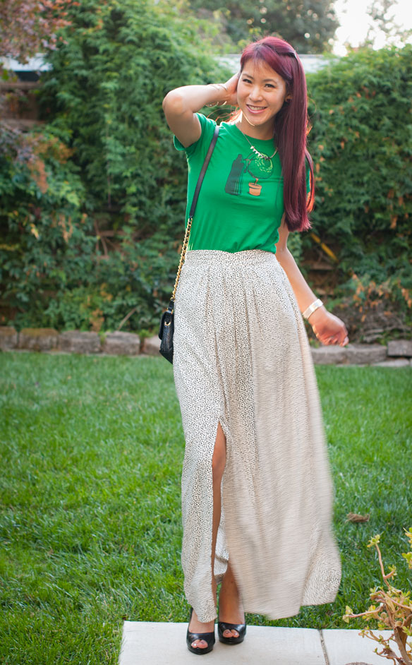 Garden Vader Threadless tee and Zara Maxi Skirt