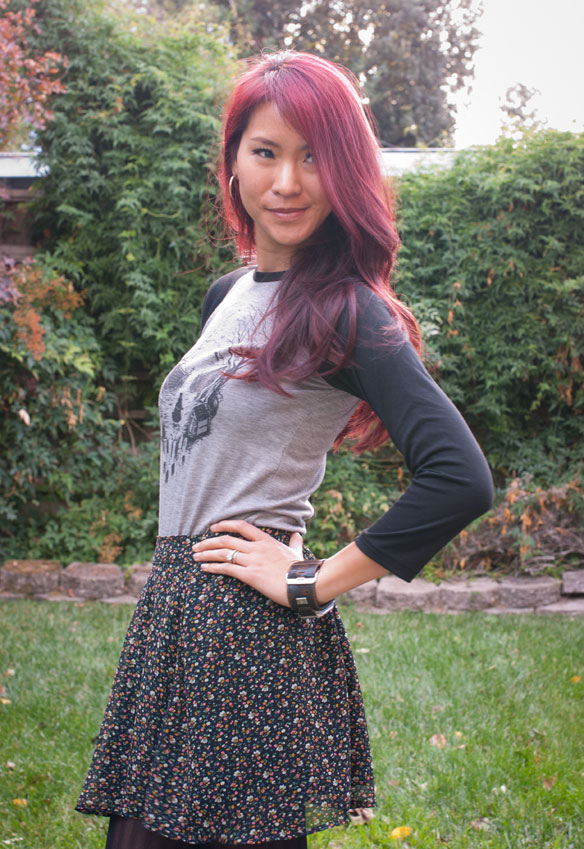 Haunted Mansion shirt with floral skirt