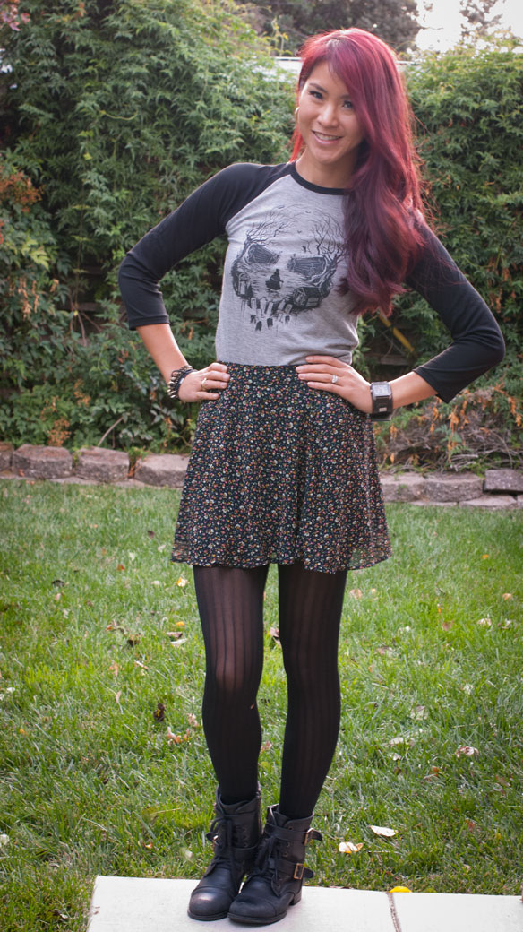 Haunted Mansion shirt with floral skirt