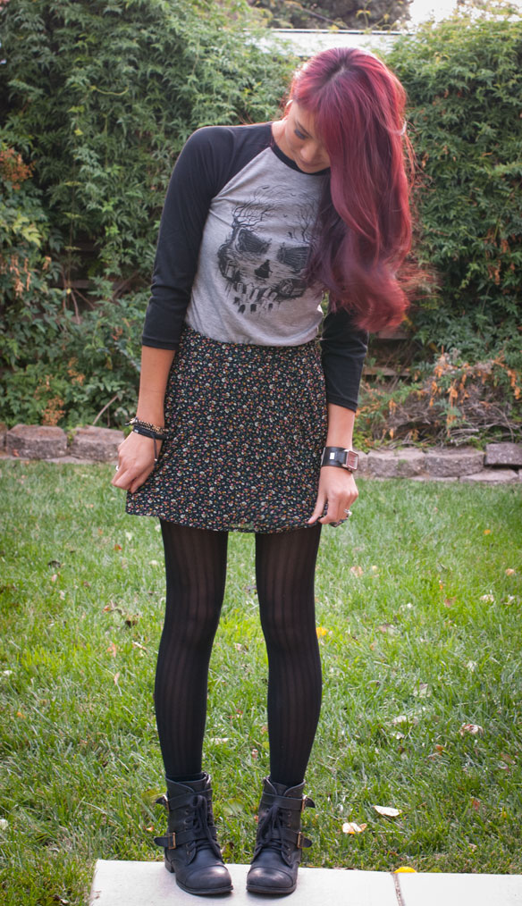 Haunted Mansion shirt with floral skirt