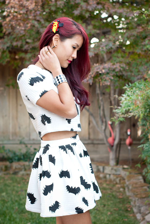 Bat Print Top and Skirt Dress