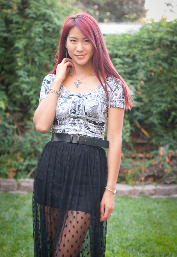 Marvel Comics Top with Polka Dot Maxi Skirt