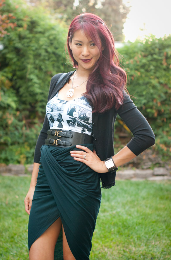 Star Wars Manga Dress and Helmut Lang Asymmetrical Wrap Skirt
