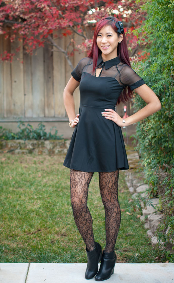 Sheer Sweetheart Dress and Lace Tights