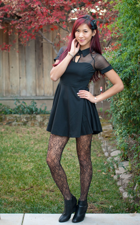 Sheer Sweetheart Dress and Lace Tights