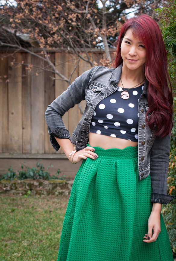 Polka Dot Crop Top and Boba Fett Necklace