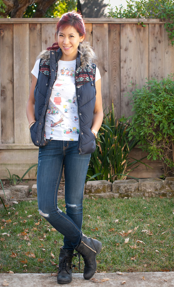 Southwestern Vest and Peanuts Shirt