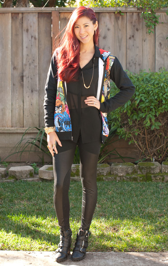 Jim Lee Xmen Hoodie with Sheer Blouse and Panel Leggings