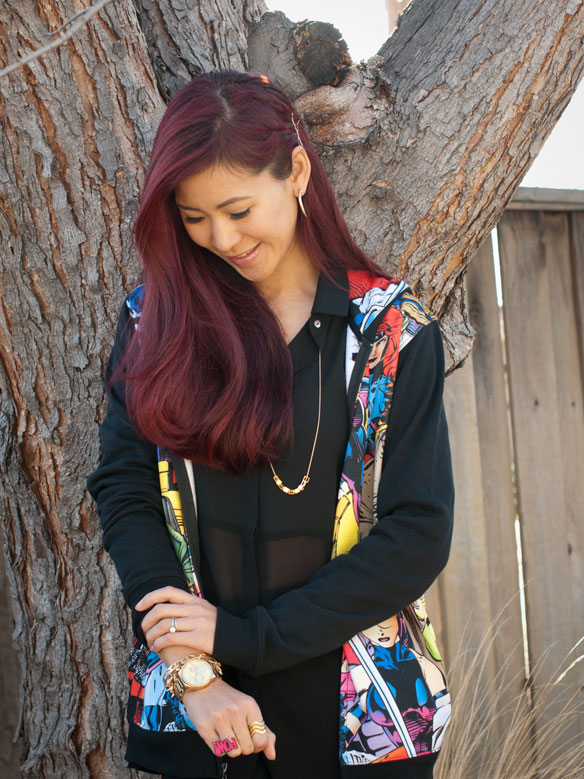 Jim Lee Xmen Hoodie with Sheer Blouse