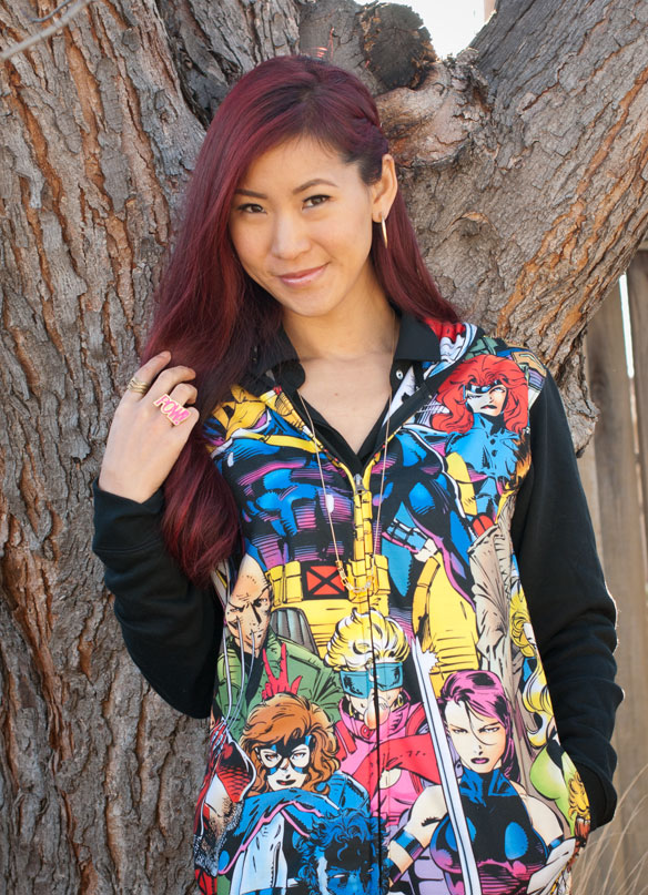 Jim Lee Xmen Hoodie with Sheer Blouse