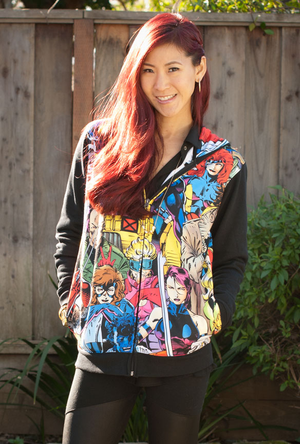 Jim Lee Xmen Hoodie with Sheer Blouse and Panel Leggings