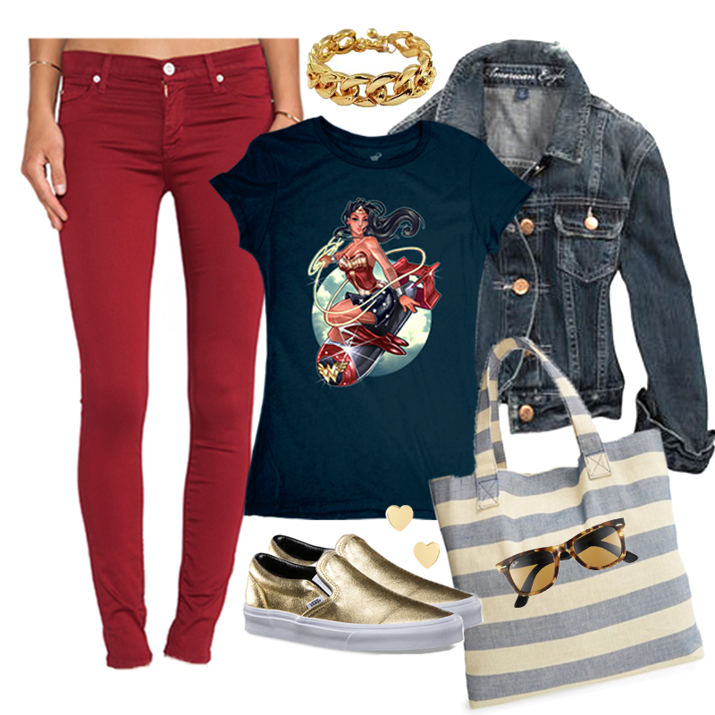 Tee Fury Bombshell Wonder Woman Tee with Skinny Jeans 