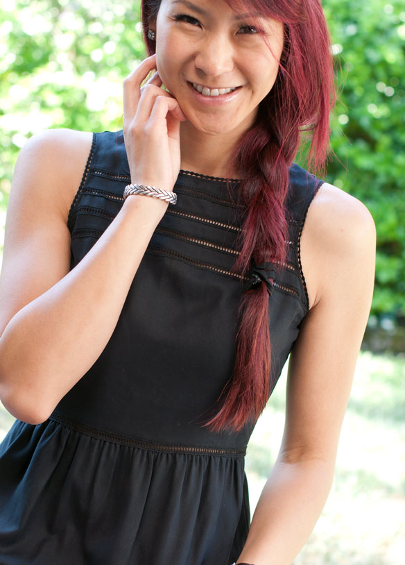 Silk Peplum Top and Striped Shorts Outfit