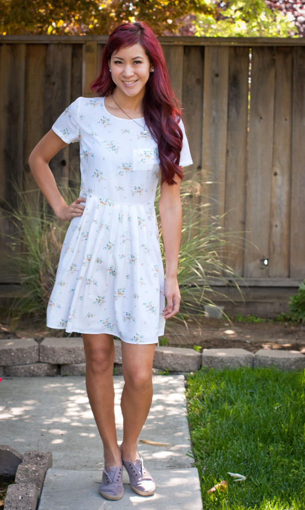 How to wear sneakers with dresses - floral dress with sneakers