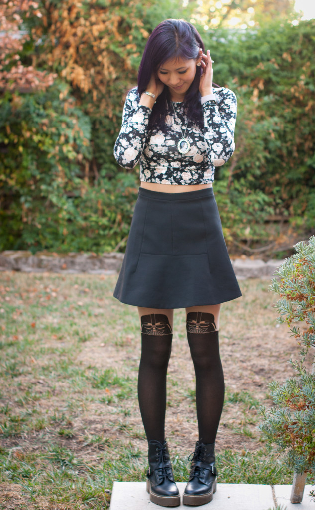 Floral Crop Top and Darth Vader Tights