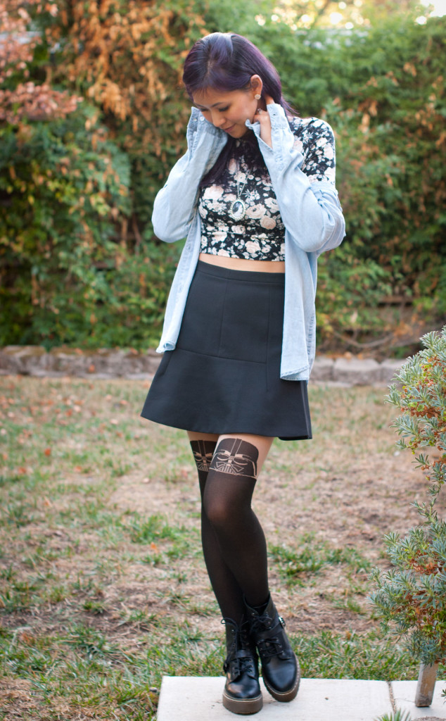 Floral Crop Top and Darth Vader Tights