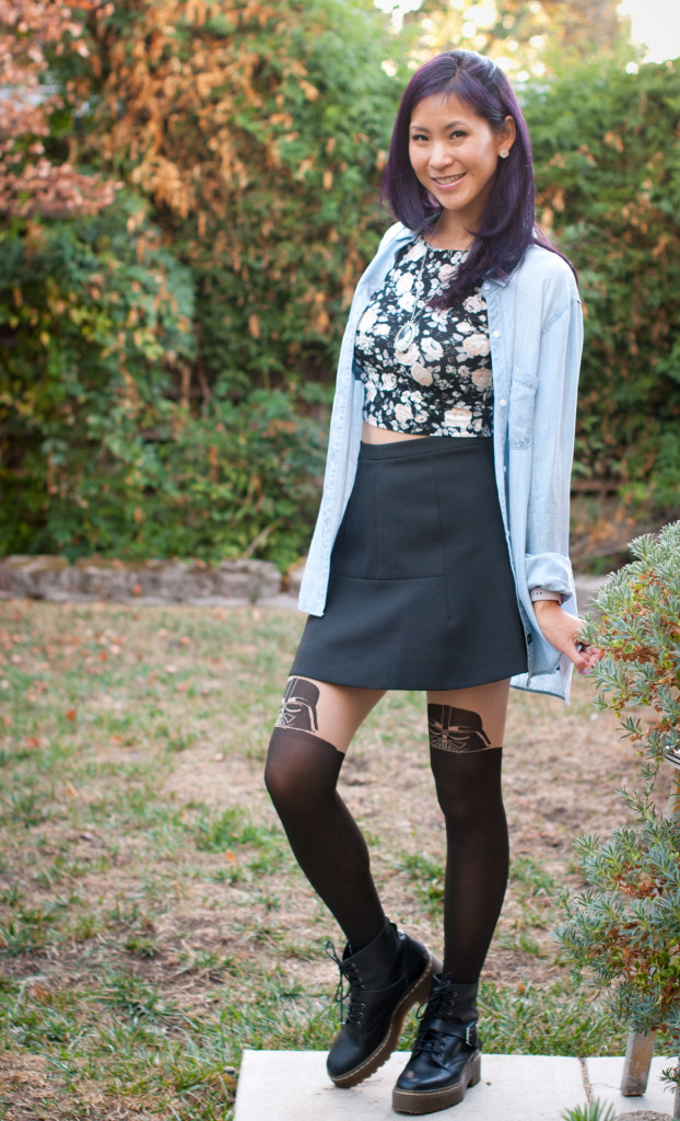 Floral Crop Top and Darth Vader Tights