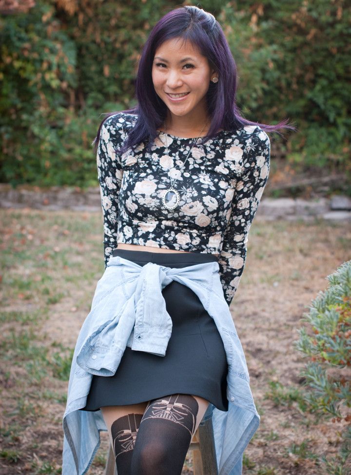 Floral Crop Top and Darth Vader Tights