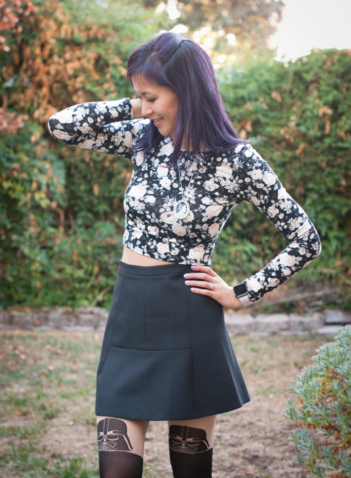 Floral Crop Top and Darth Vader Tights