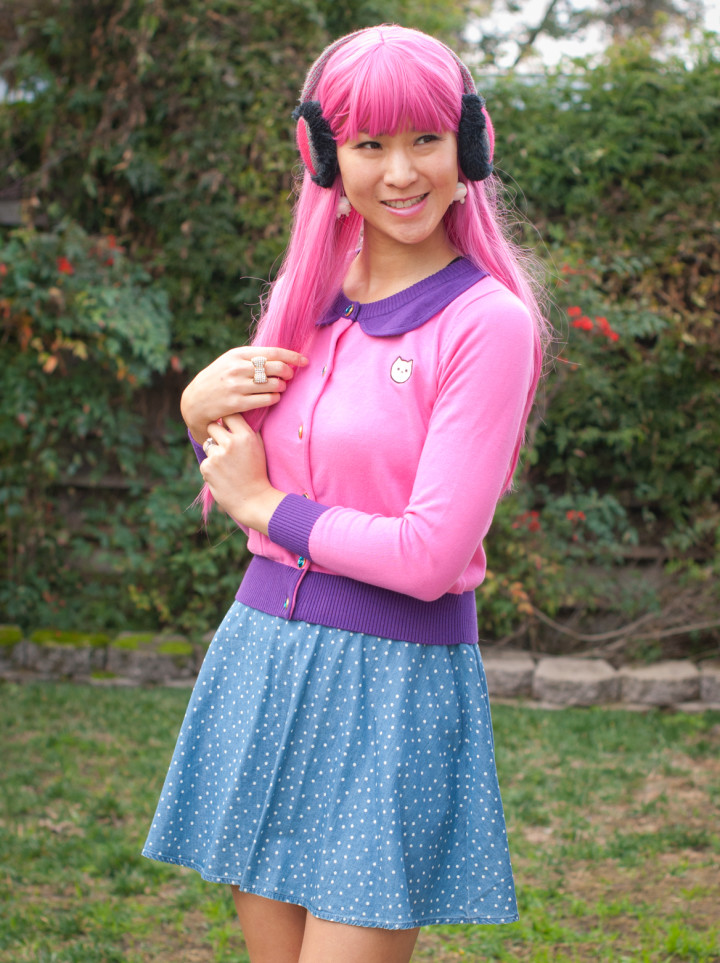 We Love Fine Princess Bubblegum Cardigan with Polka Dot Skirt
