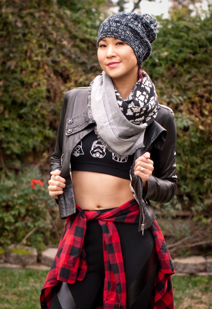 Star Wars Crop Top with Plaid Shirt and Moto Jacket